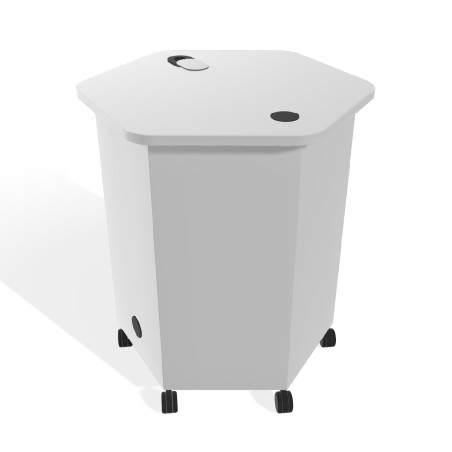 Tavolo Pino C Elettrificato Esagonale in Melaminico con Ruote - Dimensioni 71 x 62 x 76 cm -...
