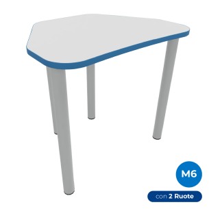 Tavolo Pino Trapezio 4 Gambe in Melaminico con 2 Ruote -...