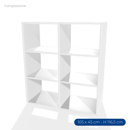 COMPOSIZIONI EDERA Armadio Composto da 2 Moduli Rettangolari Larghi - Dimensioni 105 x 45 x...