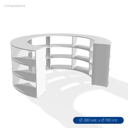 COMPOSIZIONI EDERA Armadio da 6 Moduli Curvi - Ingombro Diametro Esterno 280 cm, Diametro...