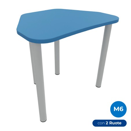 Tavolo Pino Trapezio 4 Gambe in Melaminico con 2 Ruote - Dimensioni 75,5 x 58,5 x 76 cm -...