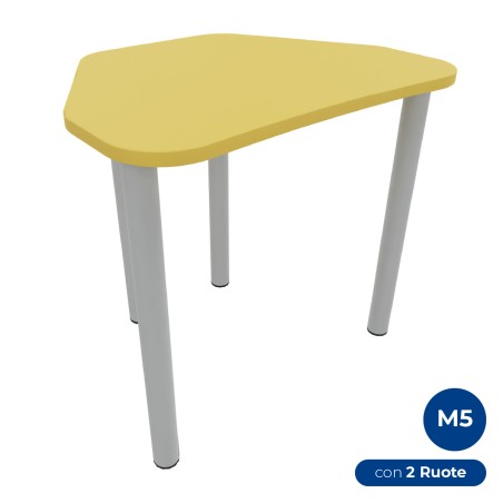 Tavolo Pino Trapezio 4 Gambe in Melaminico con 2 Ruote - Dimensioni 75,5 x 58,5 x 71 cm -...