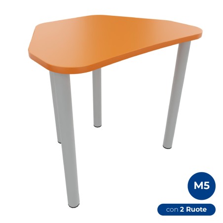 Tavolo Pino Trapezio 4 Gambe in Melaminico con 2 Ruote - Dimensioni 75,5 x 58,5 x 71 cm -...