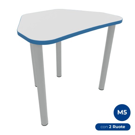 Tavolo Pino Trapezio 4 Gambe in Melaminico con 2 Ruote - Dimensioni 75,5 x 58,5 x 71 cm -...