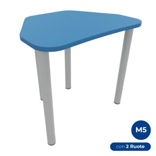 Tavolo Pino Trapezio 4 Gambe in Melaminico con 2 Ruote -...