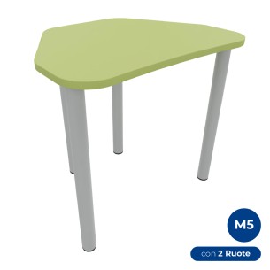 Tavolo Pino Trapezio 4 Gambe in Melaminico con 2 Ruote -...