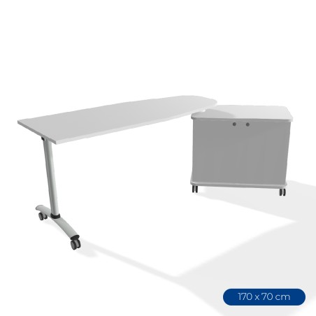 Cattedra Rovere in Melaminico con Ruote e Cassettiera - Dimensioni 170x70x76,5cm - Colore...
