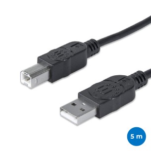 Cavo Usb 5 mt - Usb A Maschio / Usb B Maschio - Colore nero