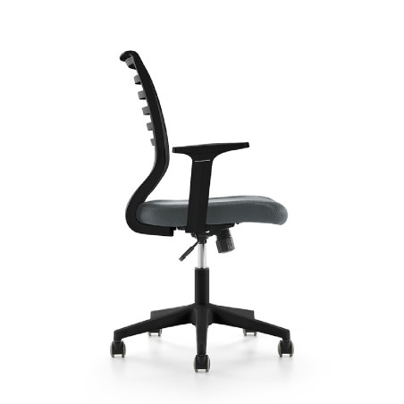 Sedia da Ufficio Modello RD907 su Ruote - Colore Struttura Nero - Colore Seduta Grigio
