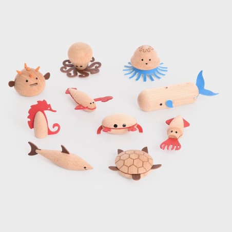 Set 10 Creature del Mare in Legno
