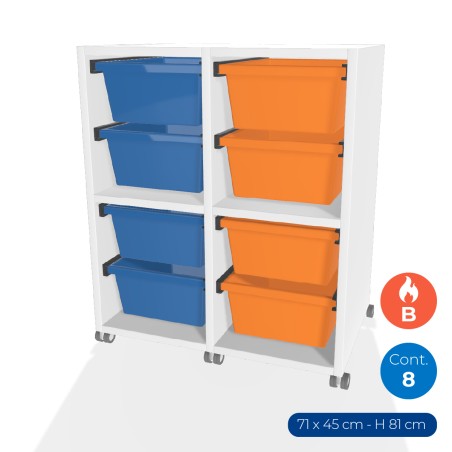 Carrello Edera a 2 Comparti con Ruote in Truciolare Ignifugo - Dimensioni 71 x 45 x 81 cm -...