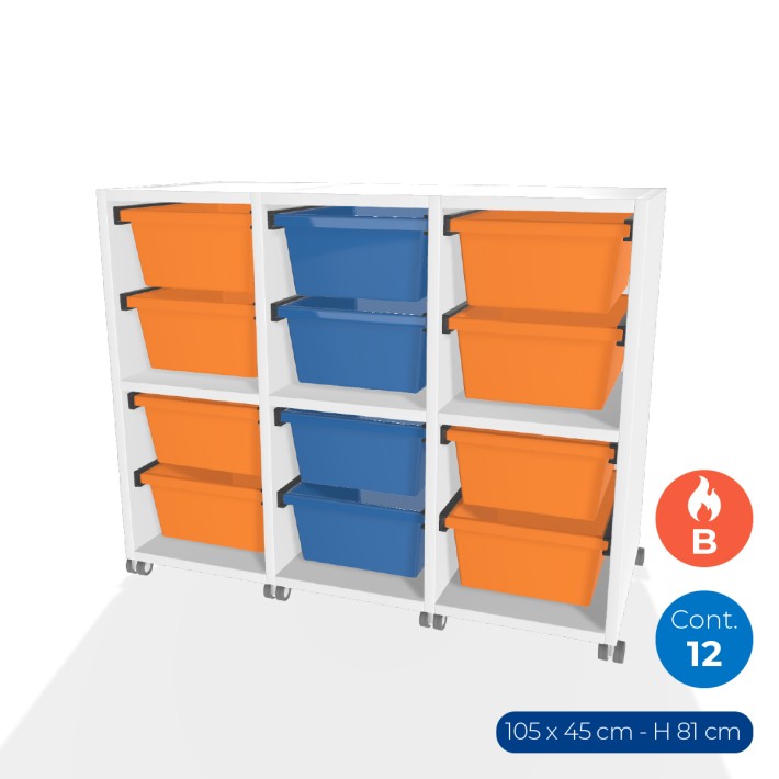 Carrello a 2 Comparti con Ruote in Truciolare...