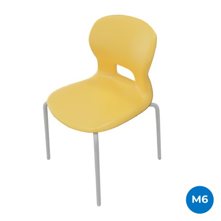 Sedia Gelso con 4 Gambe - Altezza Seduta 46 cm - Colore Scocca Giallo - Colore Struttura Grigio