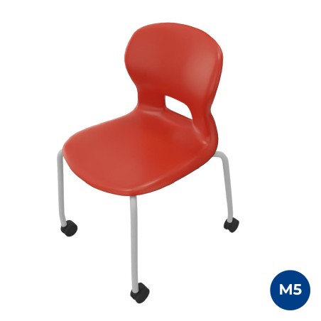 Sedia Gelso 4 Gambe con Ruote - Altezza Seduta 42,5 cm - Colore Scocca Rosso - Colore...