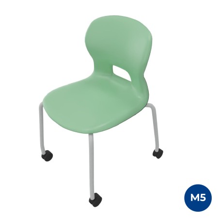 Sedia Gelso 4 Gambe con Ruote - Altezza Seduta 42,5 cm - Colore Scocca Verde Acqua - Colore...