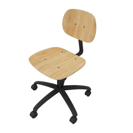 Sedia Modello GPRO Girevole in Legno con Ruote - Altezza Regolabile M5/M6 - Colore Scocca...