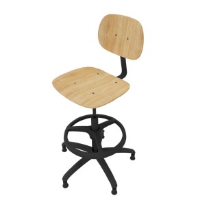 Sedia Alta Modello GPRO Girevole in Legno con Piedini e...