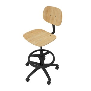 Sedia Alta Modello GPRO Girevole in Legno con Ruote e...