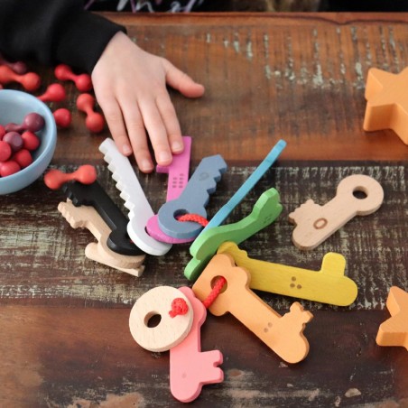 Chiavi Arcobaleno in Legno - Confezione da 11 Pezzi