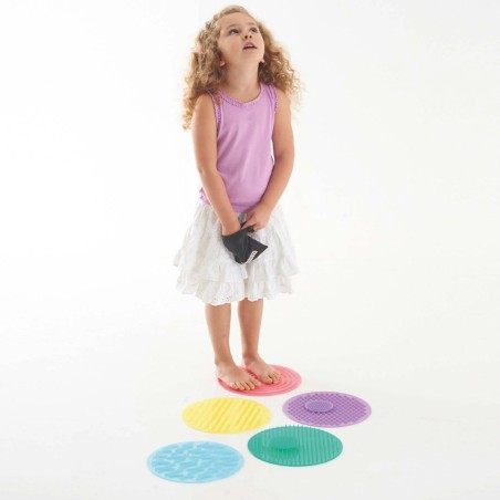 Dischi/Cerchi Sensoriali con Texture Assortite - Confezione da 10 Pezzi + Borsa + Guida...