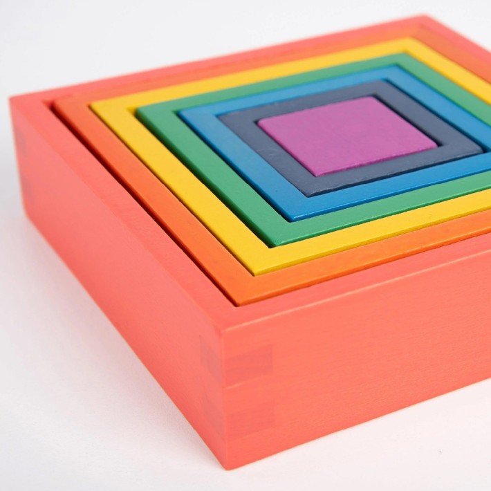 Quadrati Arcobaleno Matrioska in Legno - Set da...