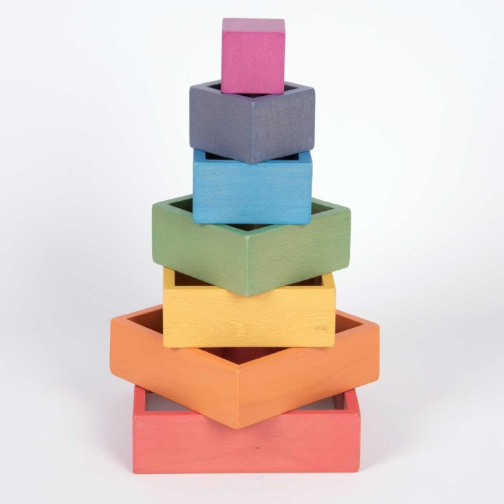 Quadrati Arcobaleno Matrioska in Legno - Set da...