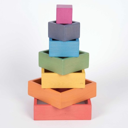 Quadrati Arcobaleno Matrioska in Legno - Set da 7 Pezzi