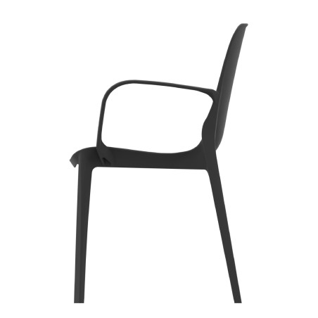 Sedia Ginevra con Braccioli - Altezza Seduta 47 cm - Colore Scocca Nero