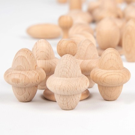 Set 120 Oggetti/Tesori per Gioco Libero - In Legno Naturale
