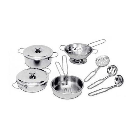 Set 9 Utensili e Pentolini in Metallo - Dimensioni ø 10 cm