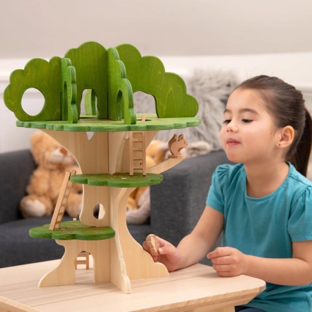 Set Gioco "La Casa sull'Albero nel Bosco" a 3 Livelli - in Legno