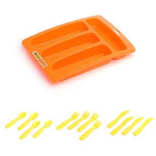 Set Gioco 17 Posate + Portaposate in Plastica 2