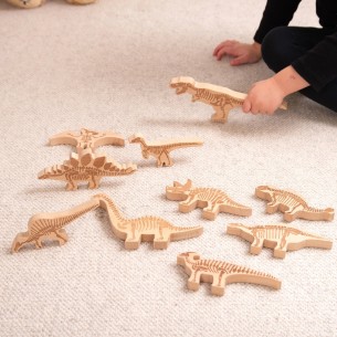Set Gioco Blocchi dei Dinosauri - In Legno di Faggio 2