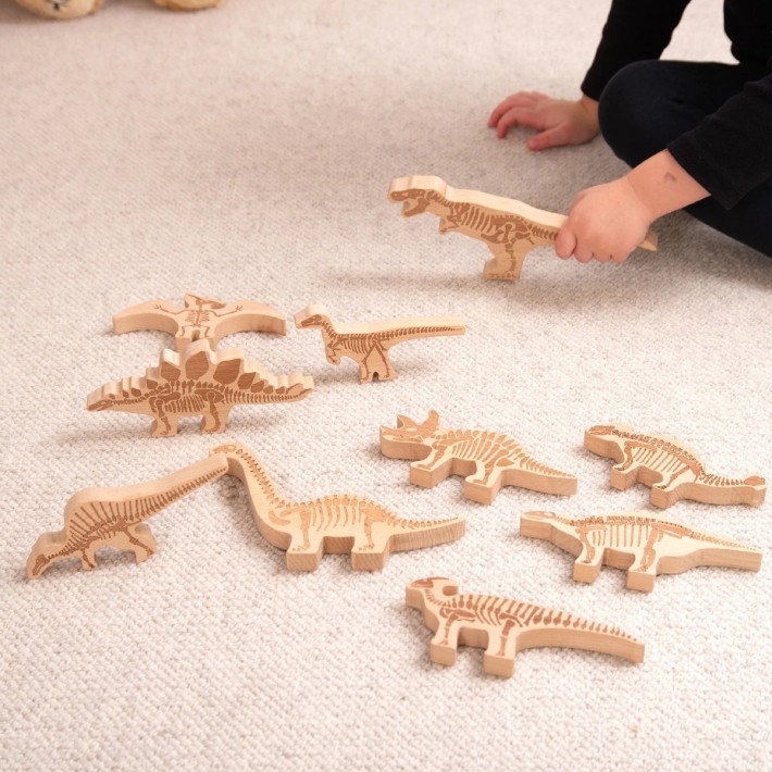 Set Gioco Blocchi dei Dinosauri - In Legno di...