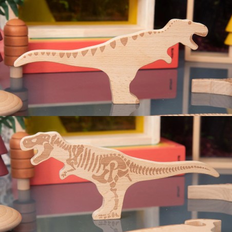 Set Gioco Blocchi dei Dinosauri - In Legno di Faggio