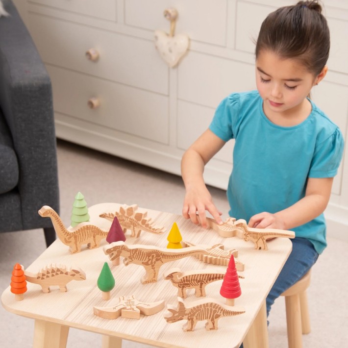 Set Gioco Blocchi dei Dinosauri - In Legno di...