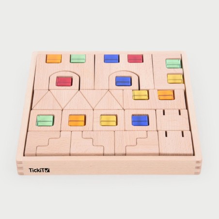 Set Gioco Blocchi Quadrati da Costruzione con Gemme Incastonate
