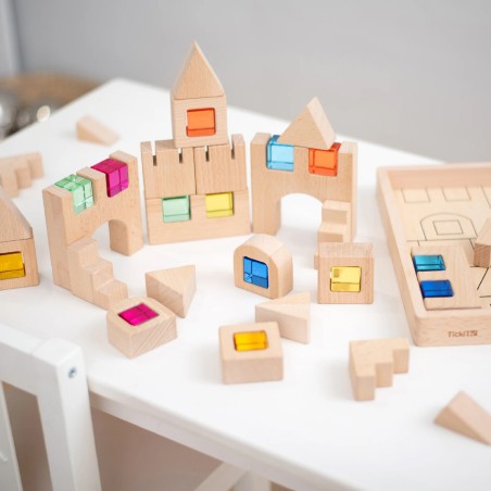 Set Gioco Blocchi Quadrati da Costruzione con Gemme Incastonate