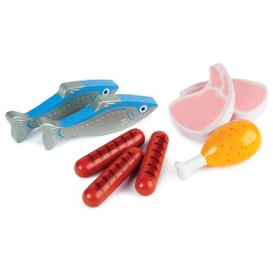 Set Gioco Cassetta con Carne e Pesce in Legno 2