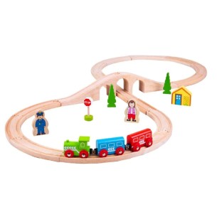 Trenino con Circuito a Forma di 8 in Legno - Confezione...