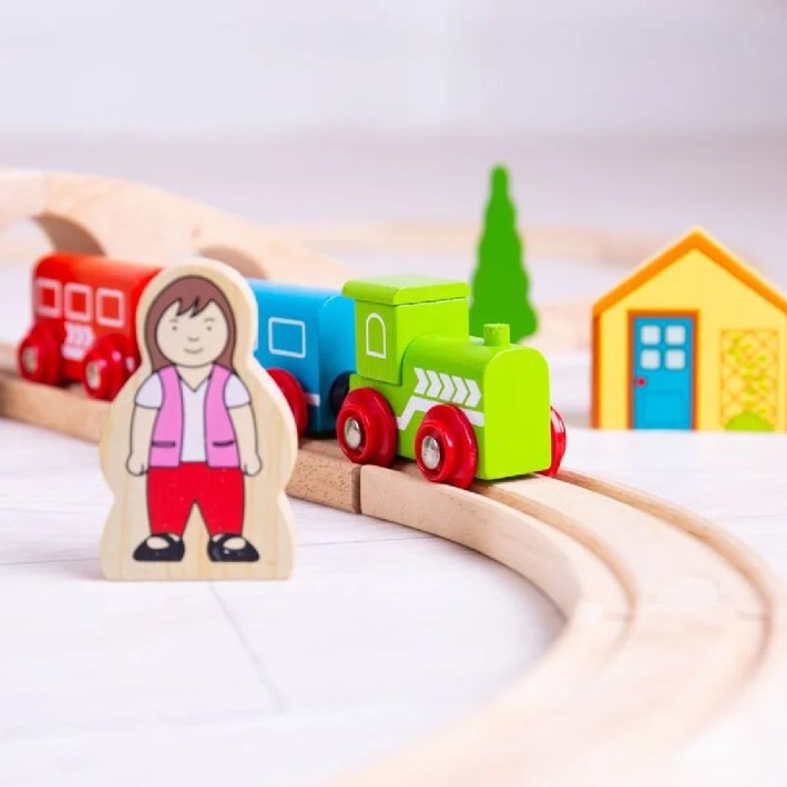 Trenino con Circuito a Forma di 8 in Legno -...