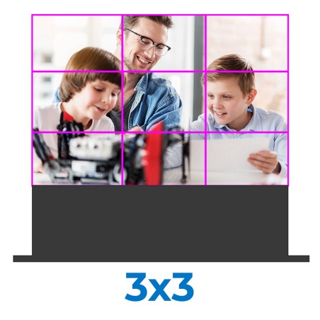 VideoWall 3x3 con base da pavimento - Dimensioni 163" - Inclusa Installazione Standard