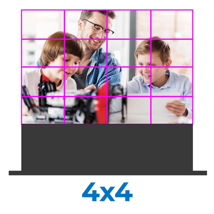 VideoWall 4x4 con base da pavimento -...